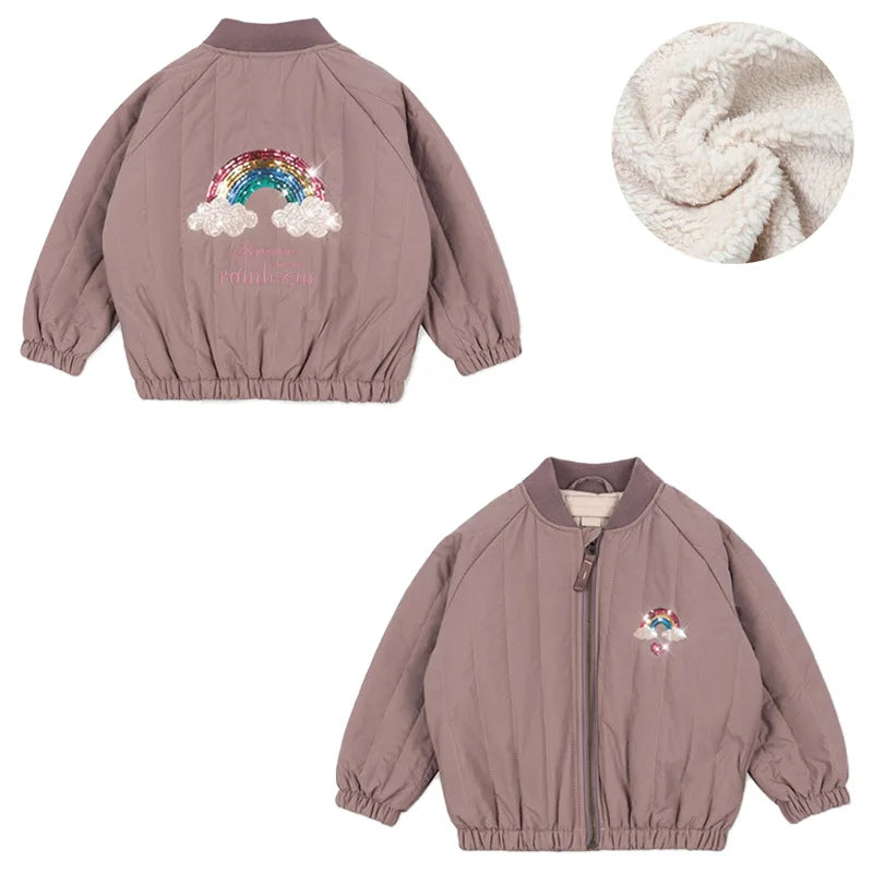 Children's coats embroidered sequined thickened wool jacket