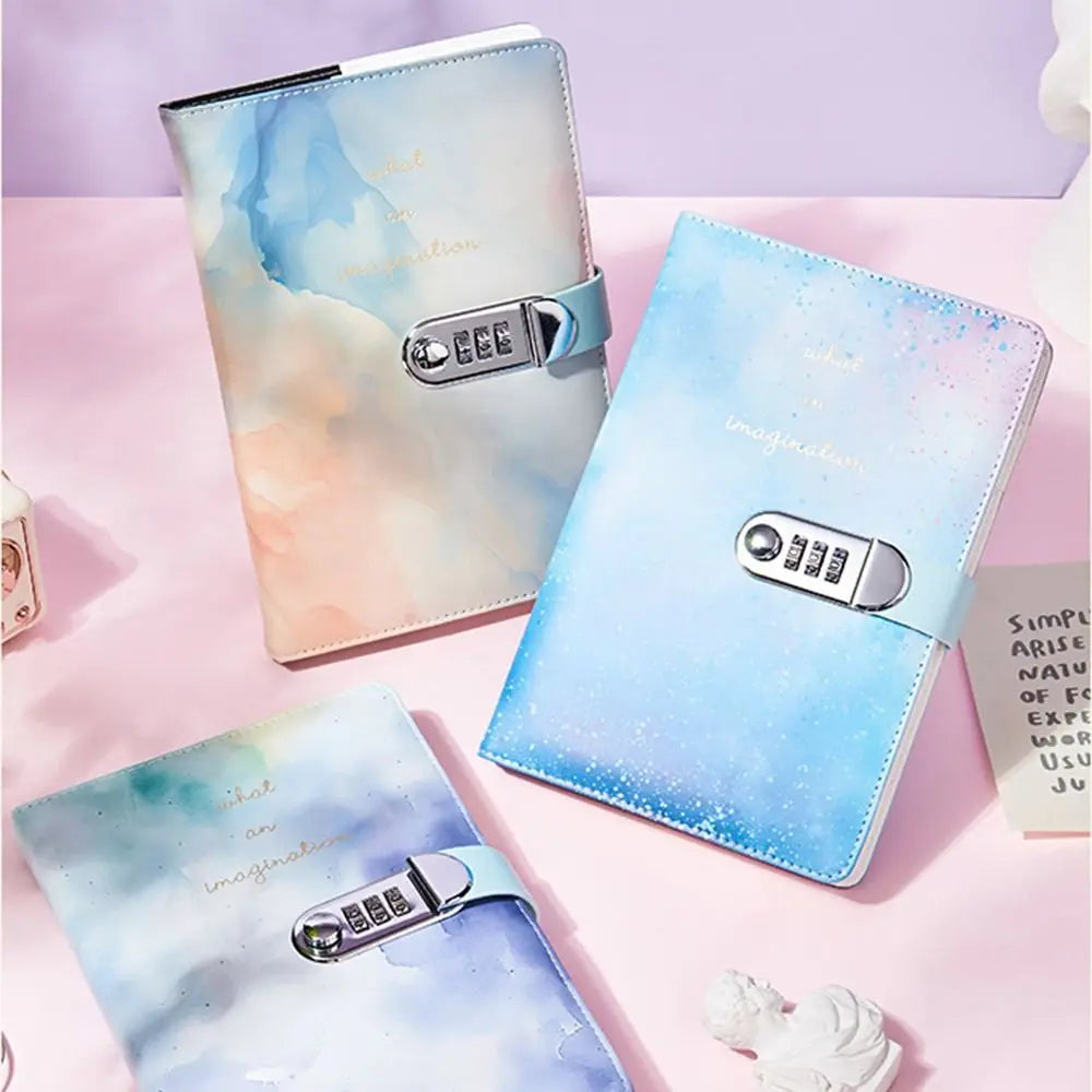 240 Pages A5 Journal Notebook Thickened Protecting Secrets Password Book with Lock PU Leather Waterproof Student Notepad Gifts