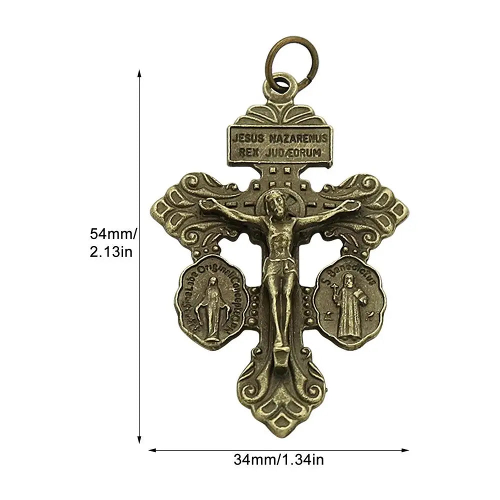 Cross Prayer necklace Vintage Cross Pendant Jesus Cross Metal Crafts Christian Religious Faiths Charm Jewelry Making Accessories
