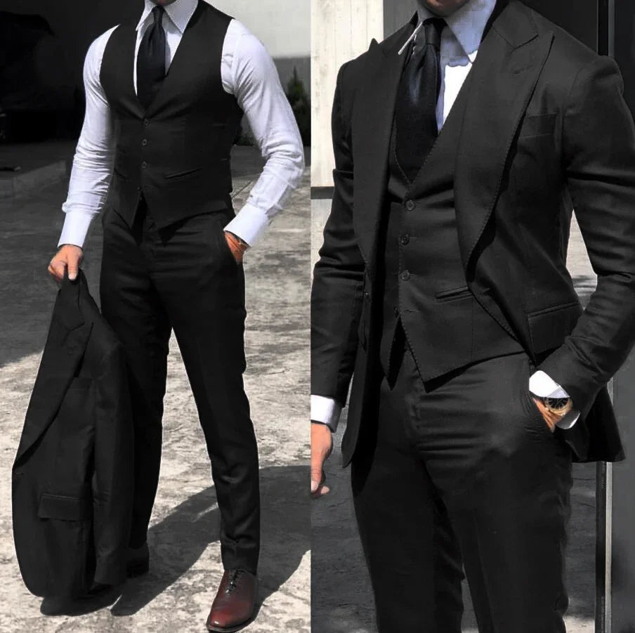 3 Pieces Tuxedos Suits Slim Fit (Jacket+Vest+Pants）
