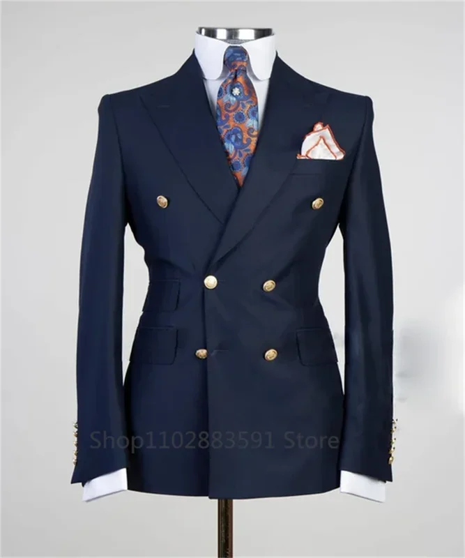 Suit For Mens Groom's Wedding 1 Pieces Slim Fit Blazer Wide Shawl Lapel Luxury Men Suit Custom Made Tuxedo Gold Button