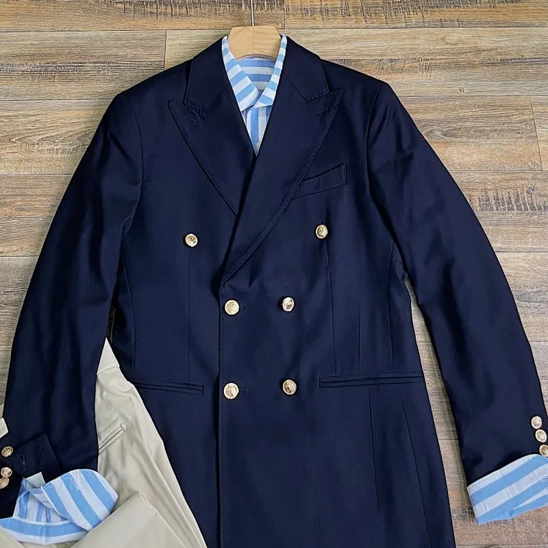 1 Pieces Slim Fit Blazer Wide Shawl Lapel Suit Custom Made Tuxedo Golden Button