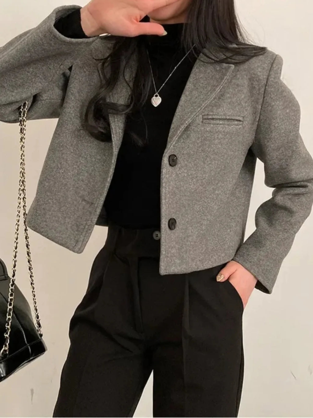 ort Thiened Woolen Coat Sle Retro Single Button