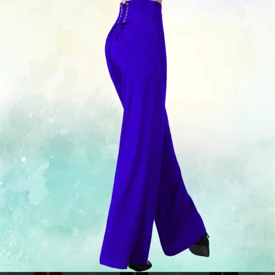 Wide-Leg High Waist Casual Loose Latin Chiffon Trousers