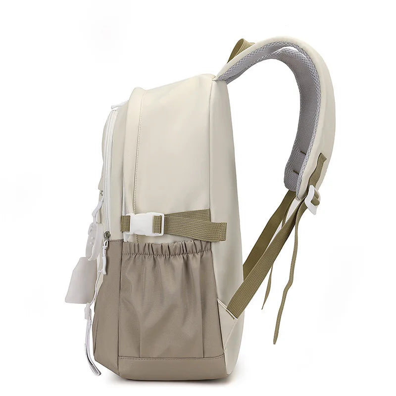Backpack for Middle School Girls, Ins Style, College, High School, Versatile Color-Block Double