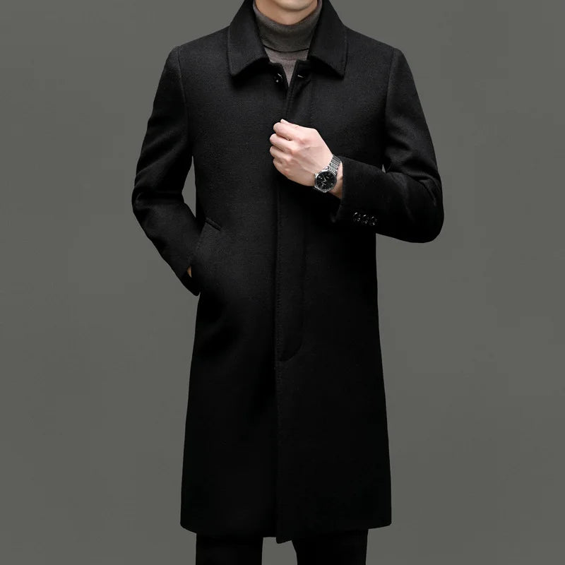 Wool Coat Solid Turn Down Collar