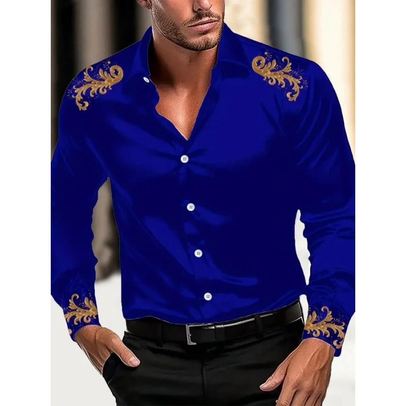 Casual Shirts Black White Burgundy Green Long Sleeves Lapel Clothing