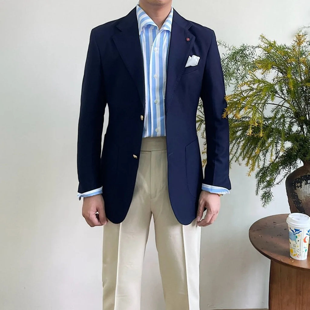 1 Pieces Slim Fit Blazer Wide Shawl Lapel Suit Custom Made Tuxedo Golden Button