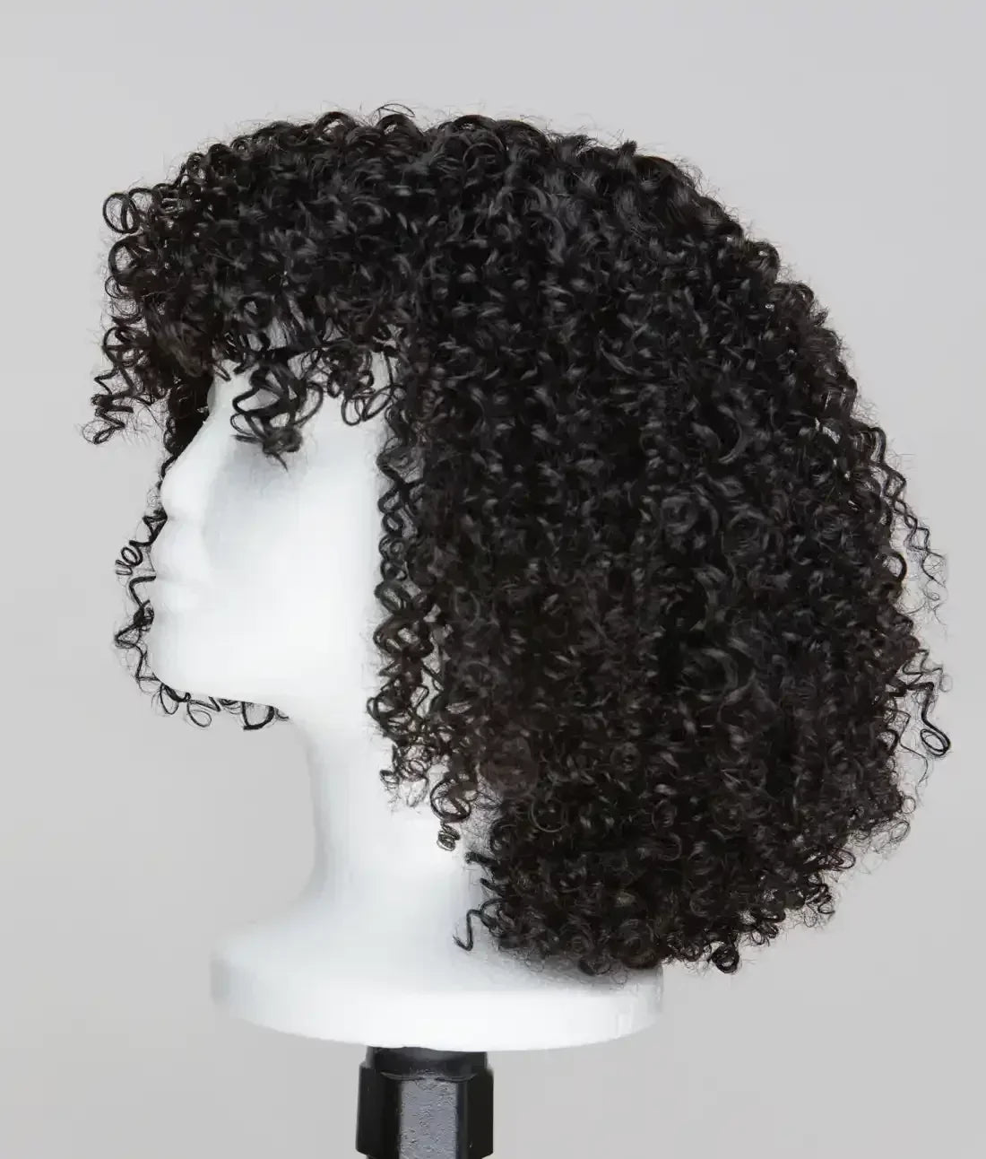 Curly Human Hair Wig With Bangs Brazilian Remy Funmi Short Bob Curly Wigs 180% Density Wig Water Wave Wig Natural Black