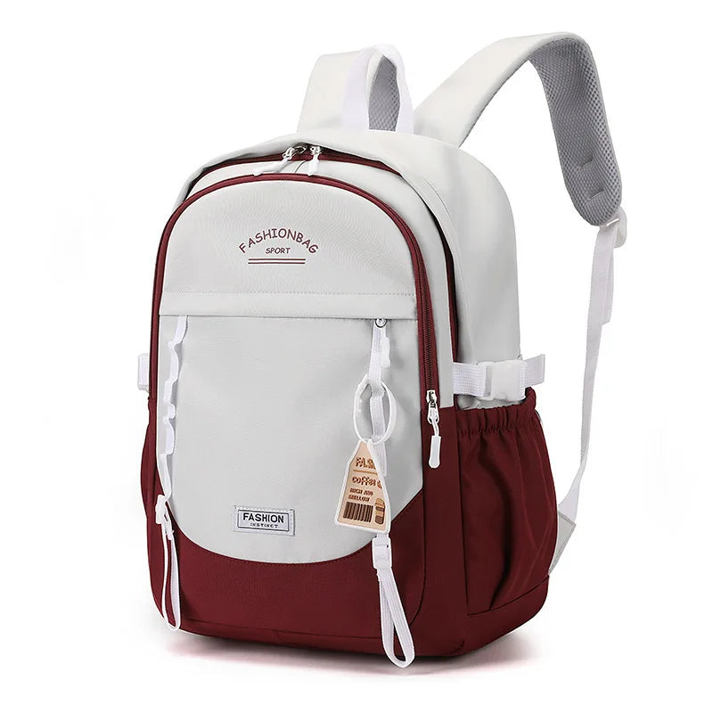 Backpack for Middle School Girls, Ins Style, College, High School, Versatile Color-Block Double