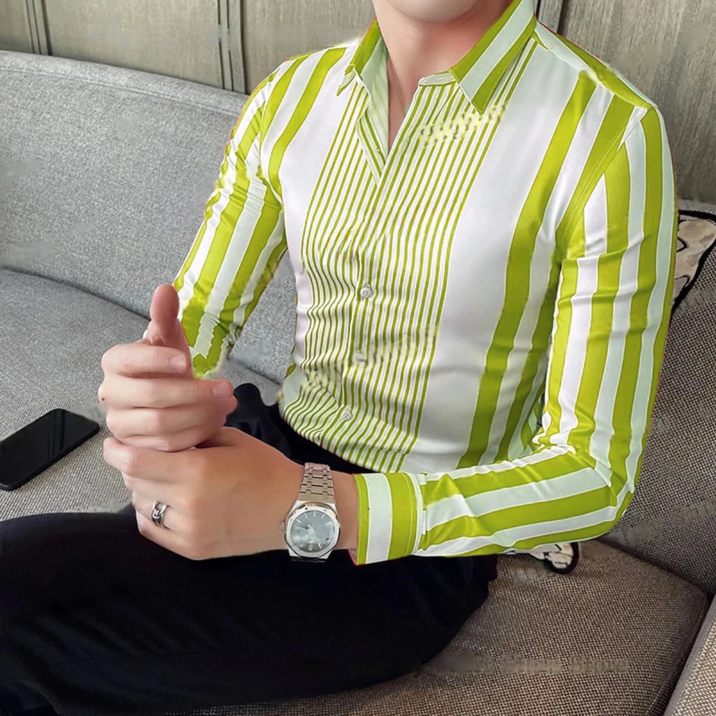 British Style Striped Long Sleeve Shirts