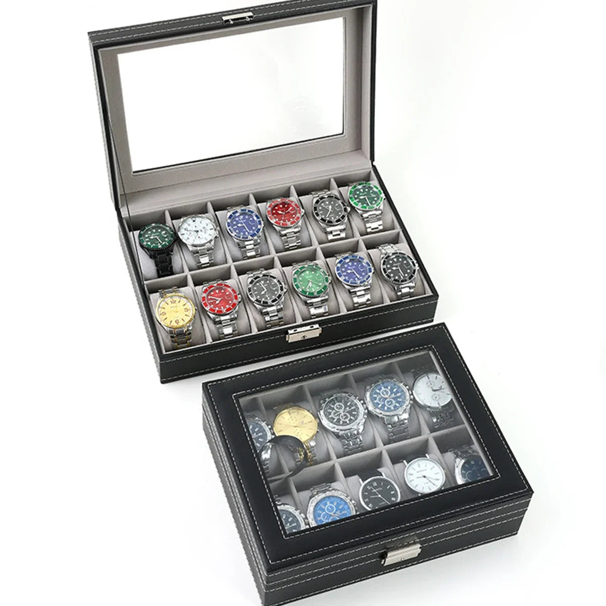 Watch Boxes 2/3/4/5/6/8/10/12 Girds Cases Storage Boxes Watch Organizer Case PU Leather Watch Display Jewelry Box For Best Gifts