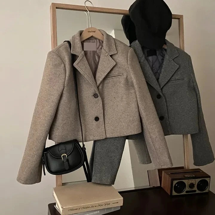 ort Thiened Woolen Coat Sle Retro Single Button