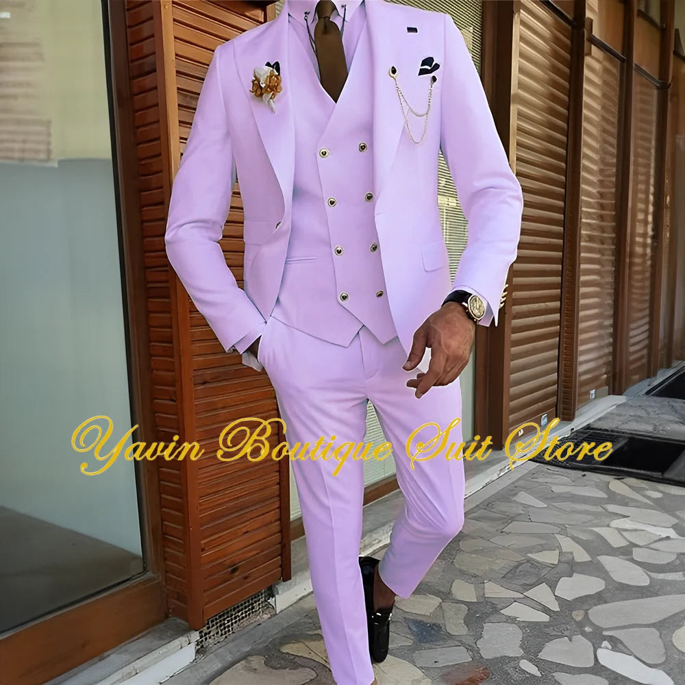 3-piece Formal Blazer Pants Vest Tuxedo Elegant Men's Suits