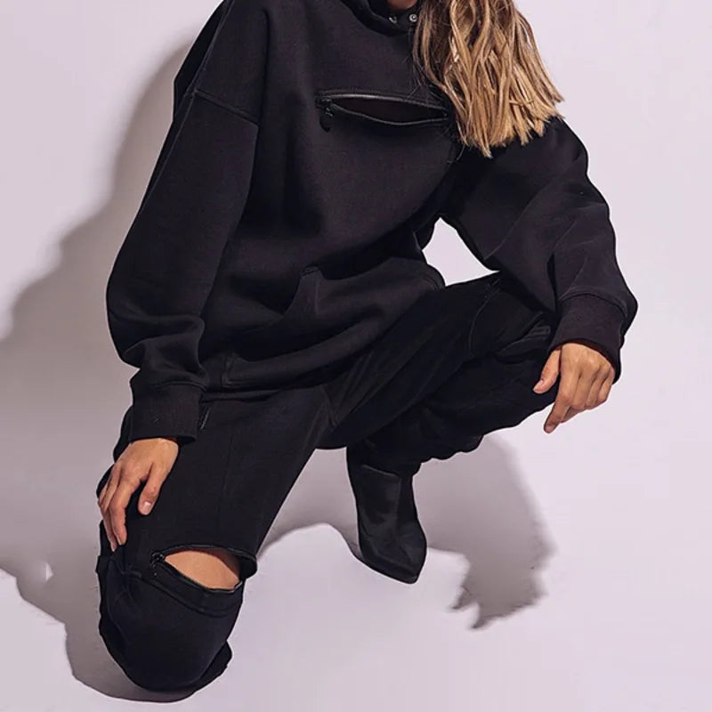 High-Waisted Solid Color Trousers