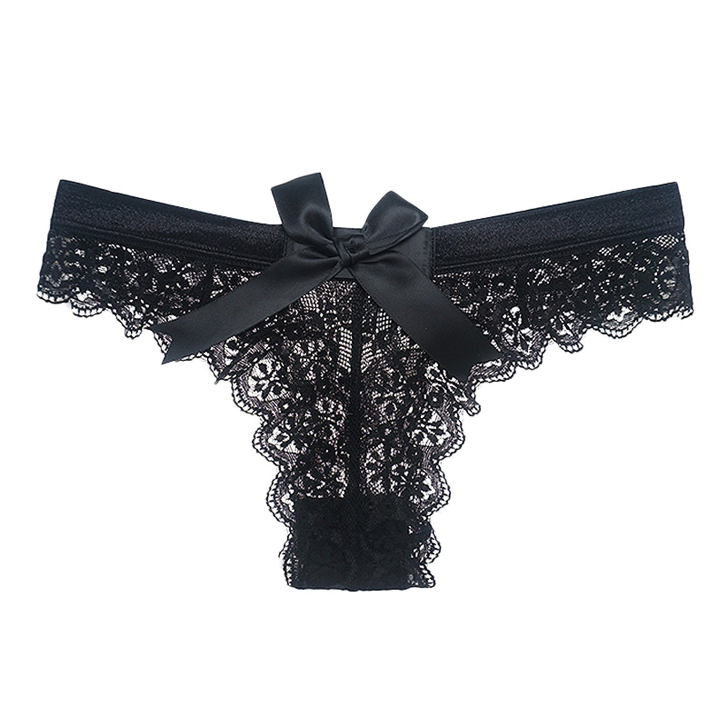 Seductive Thin Panties For Women Crochet Black Lace Panty Sexy Lace Up Hollow Out Solid Underwear Ropa Interior Sexi  Mujer