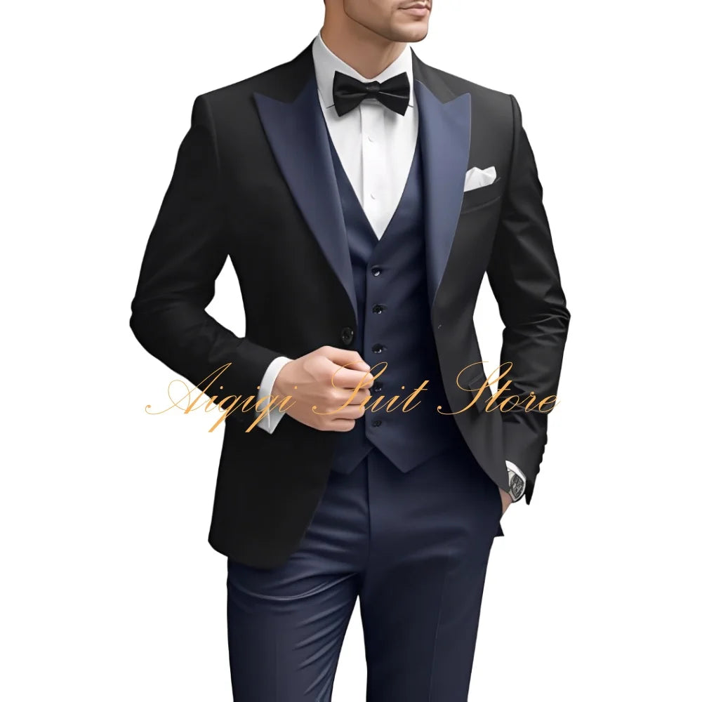 Men's Suits Slim Fit 3 Piece Wedding Suit for Men Elegant Formal Prom Tuxedo Grooms Homecoming Blazer Vest Pants Men Suits