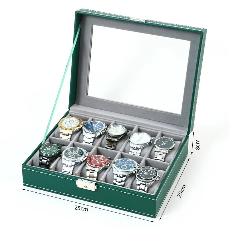 Watch Boxes 2/3/4/5/6/8/10/12 Girds Cases Storage Boxes Watch Organizer Case PU Leather Watch Display Jewelry Box For Best Gifts