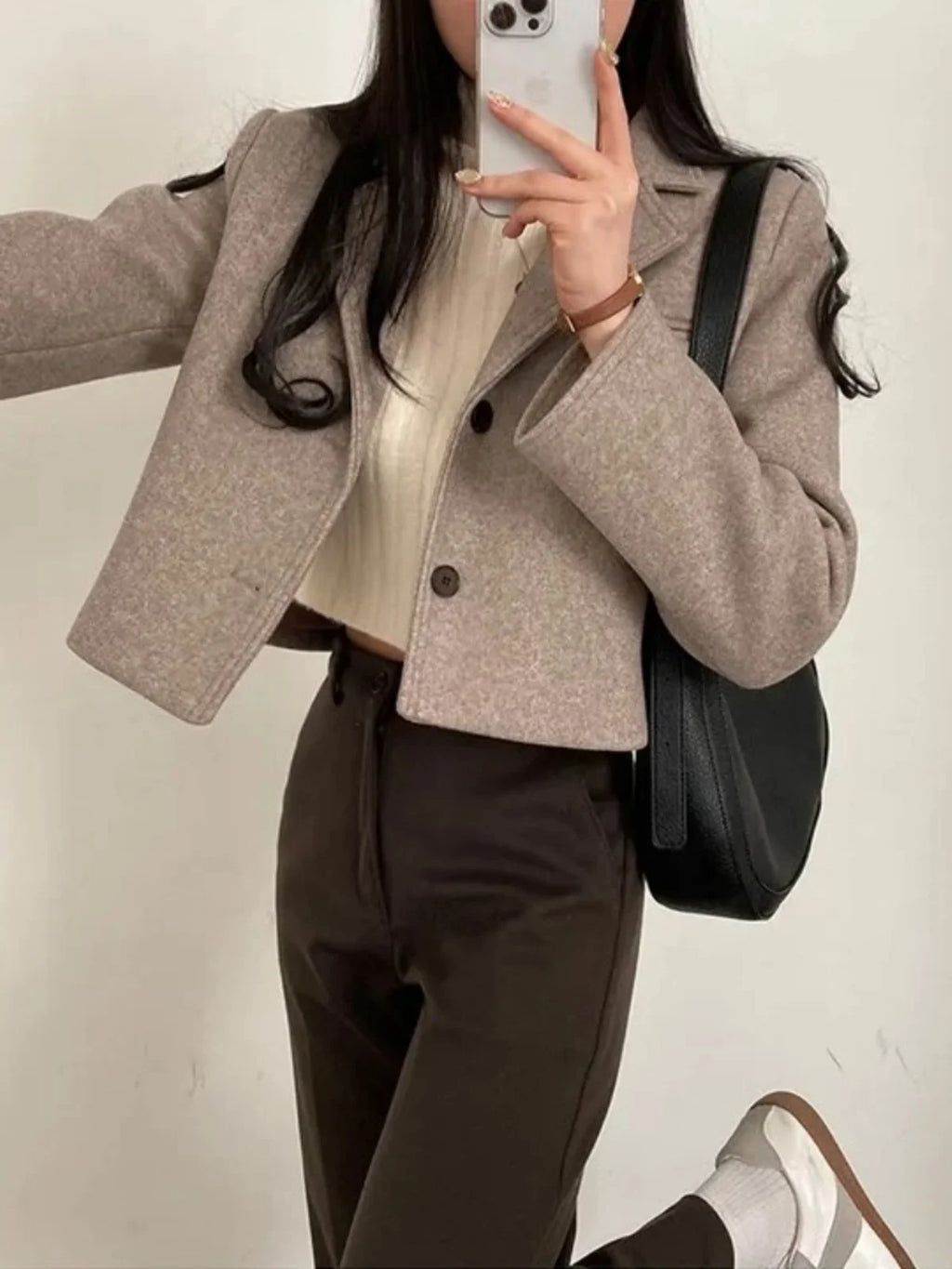 ort Thiened Woolen Coat Sle Retro Single Button