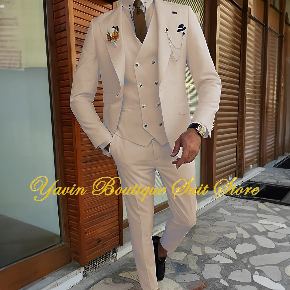 3-piece Formal Blazer Pants Vest Tuxedo Elegant Men's Suits