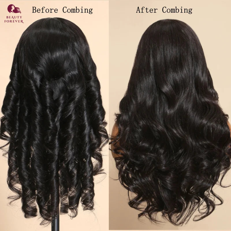 Beautyforever 13x4 Elastic Drawstring Glueless Wig Human Hair 3D Body Wave Bye Bye Knots Wear and Go Glueless Lace Front Wig