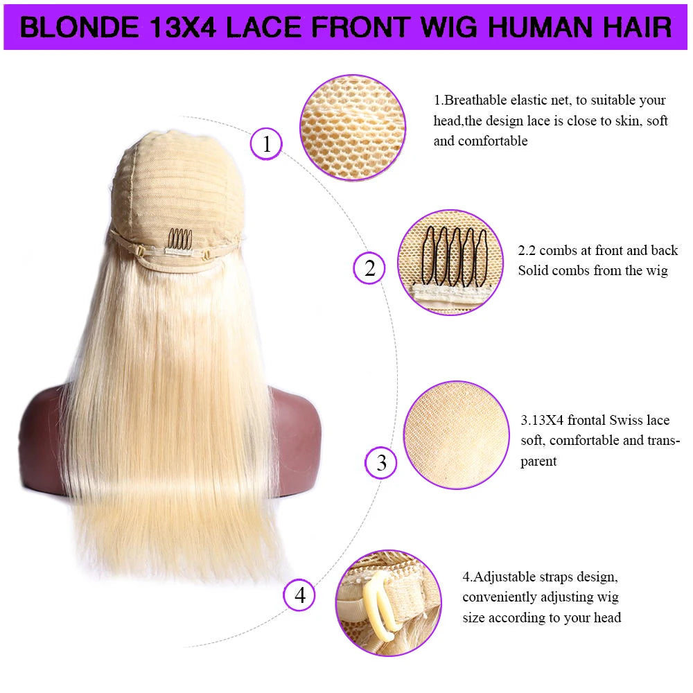 613 HD Lace Frontal Wig 13x4 13x6 360 Full Lace Transparent Honey Blonde Brazilian Straight Lace Front Human Hair Wigs for Women