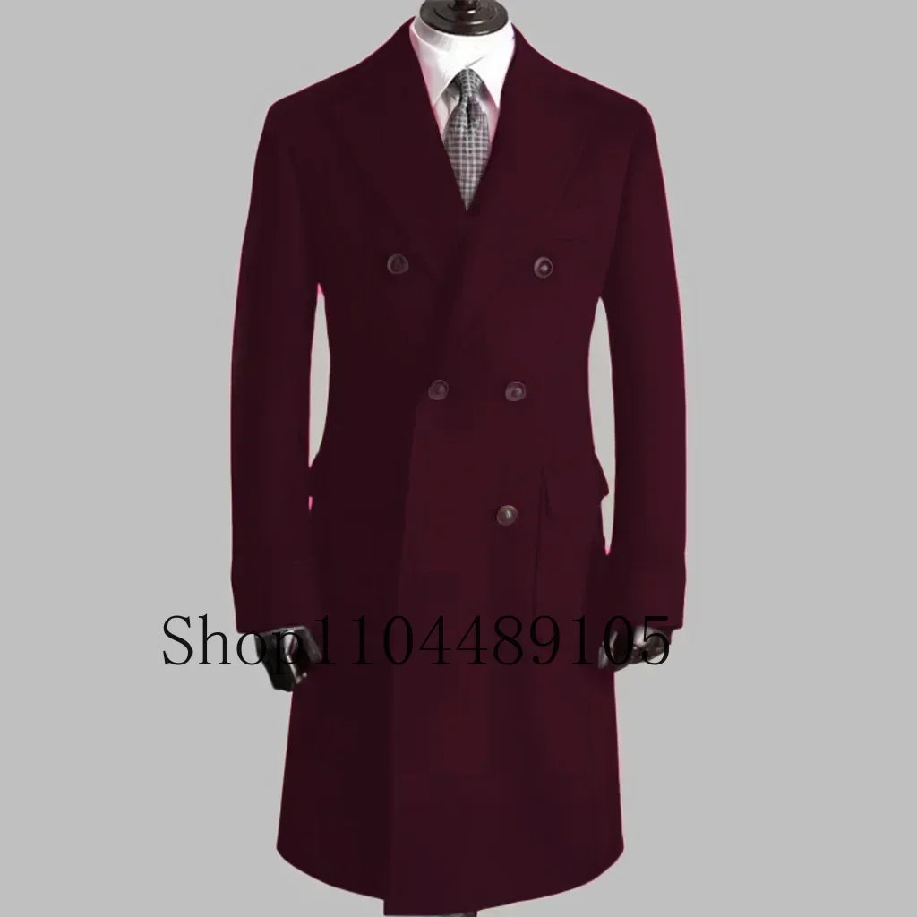 Elegant Comfortable Double Breasted Coat Jacket with Notched Lapel