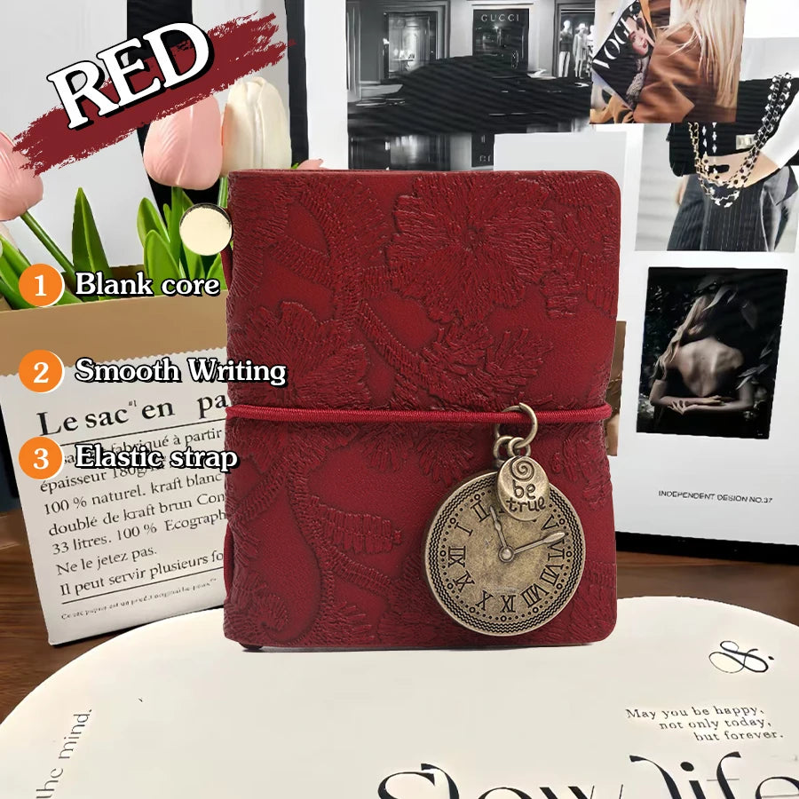 Mini notebook Traveler's manual Retro Leather style book Applicable to hang Decoration Diary book notepad 120 page