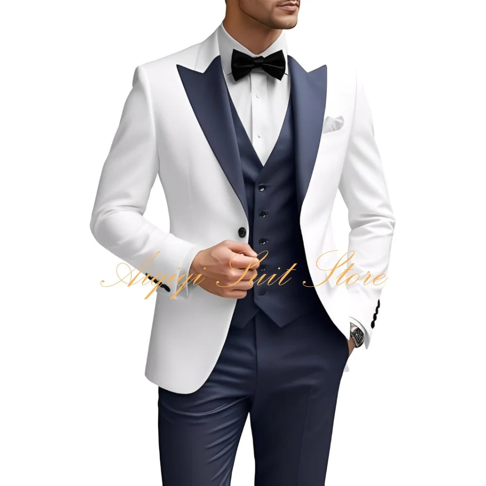 Men's Suits Slim Fit 3 Piece Wedding Suit for Men Elegant Formal Prom Tuxedo Grooms Homecoming Blazer Vest Pants Men Suits