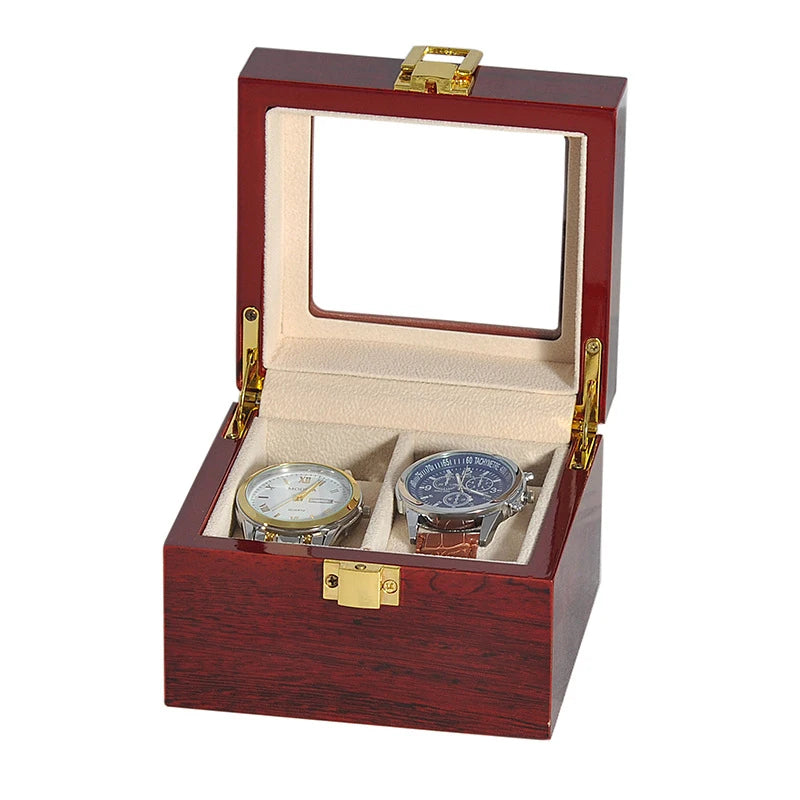 Wooden Luxury Watch Box 2/3/5/6/10/12 Slots Red Boxes Stoving Varnish Home Jewelry  Storage  Organizer  Transparent Glass Show