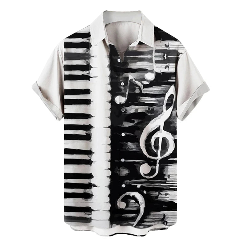 Music Guitar Print Short Sleeve V-Neck