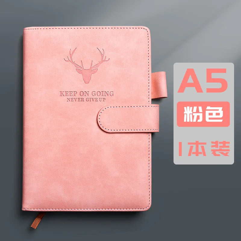 A5 Notebook Student Planning Efficiency Book Business Office Work Conference Notepad 360 Pages 100GSM Font Leather Cover