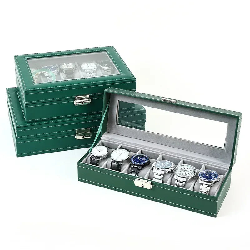 Watch Boxes 2/3/4/5/6/8/10/12 Girds Cases Storage Boxes Watch Organizer Case PU Leather Watch Display Jewelry Box For Best Gifts