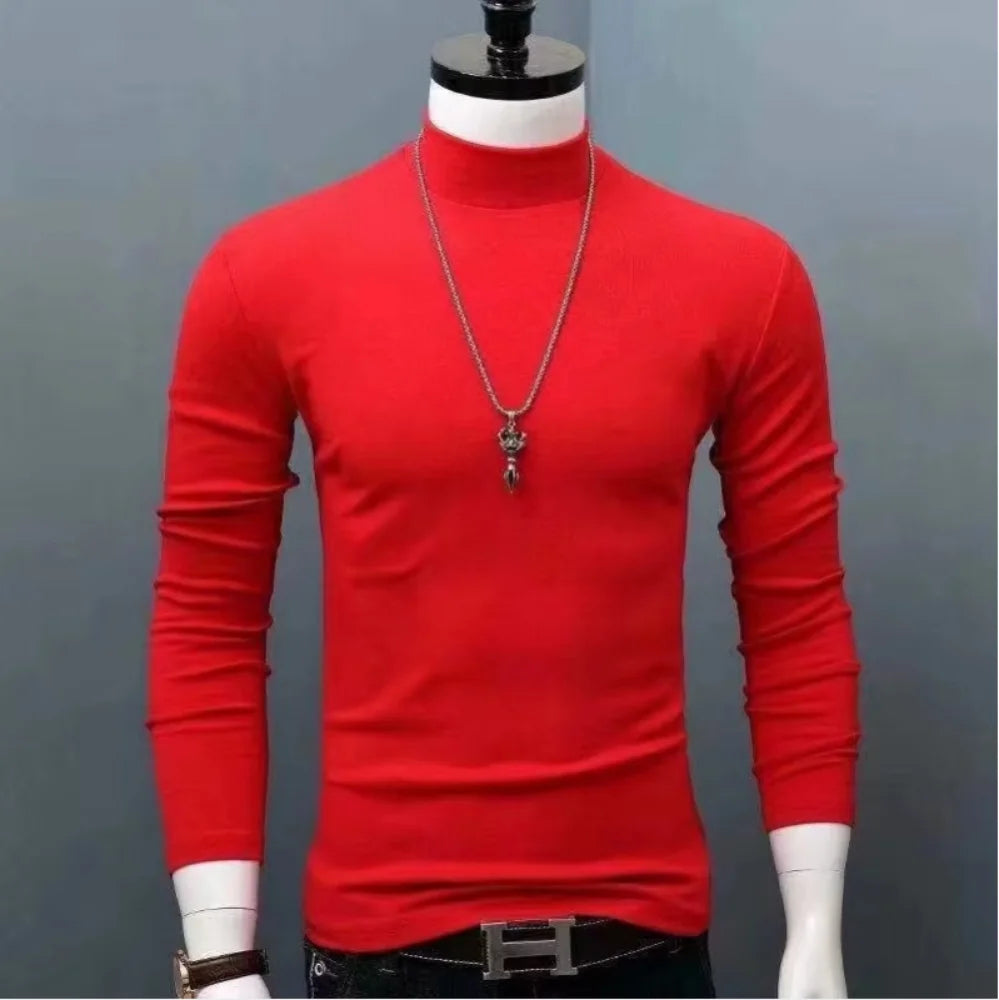 Slim Fit Fashionable Turtleneck Long Sleeve Shirt
