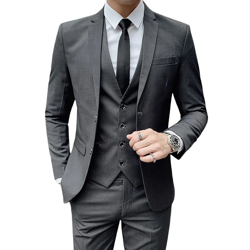 Suit Upgrade the new fabric Men's Business Gentleman Fashion Slim Work Solid Color Plus Size Fair Dress Wedding Best Man Suit