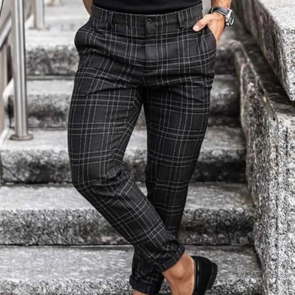 Checkered Pattern Men Trousers
