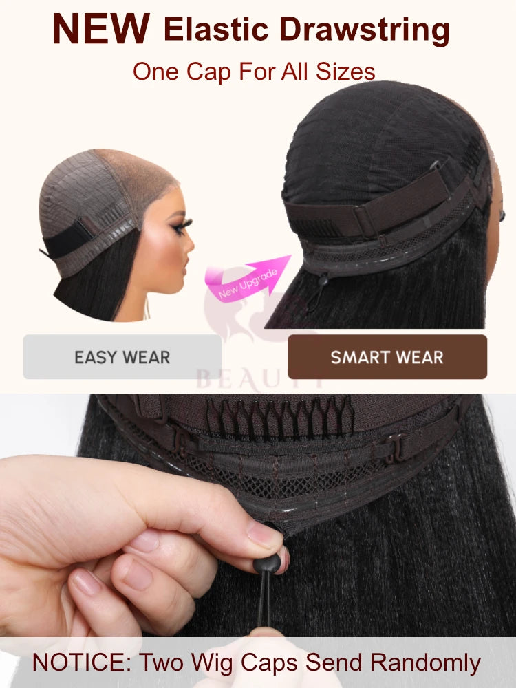 Beautyforever 13x4 Elastic Drawstring Glueless Wig Human Hair 3D Body Wave Bye Bye Knots Wear and Go Glueless Lace Front Wig