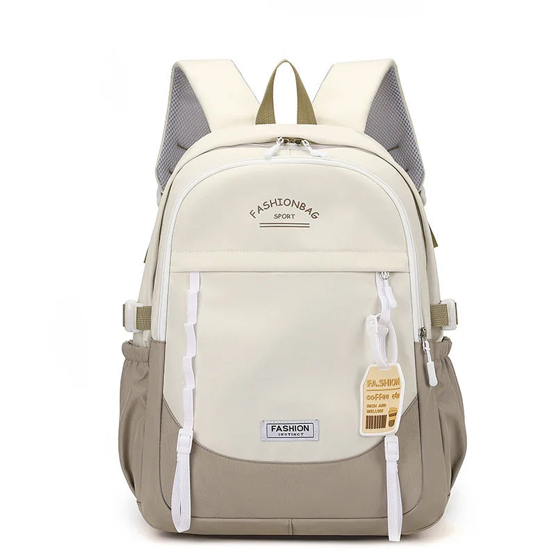 Backpack for Middle School Girls, Ins Style, College, High School, Versatile Color-Block Double
