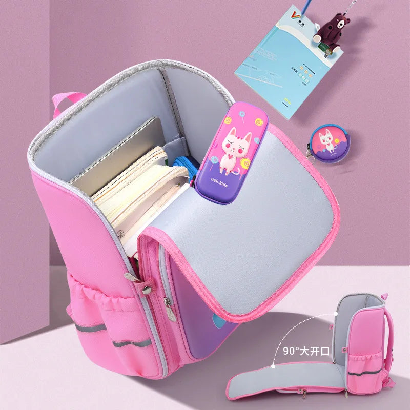 primary school bags for girls cute cartoon love heart pink school backpack student bookbag elementary school kids backpack