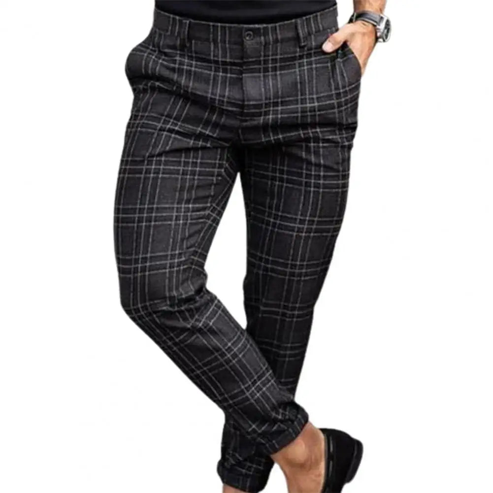 Checkered Pattern Men Trousers
