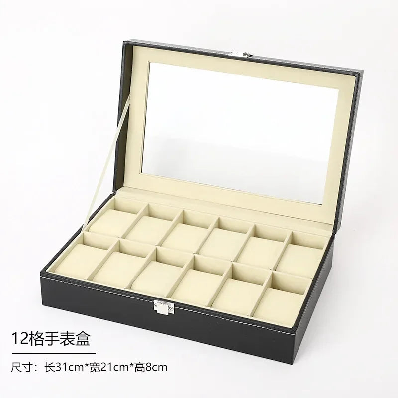 Watch Boxes 2/3/4/5/6/8/10/12 Girds Cases Storage Boxes Watch Organizer Case PU Leather Watch Display Jewelry Box For Best Gifts