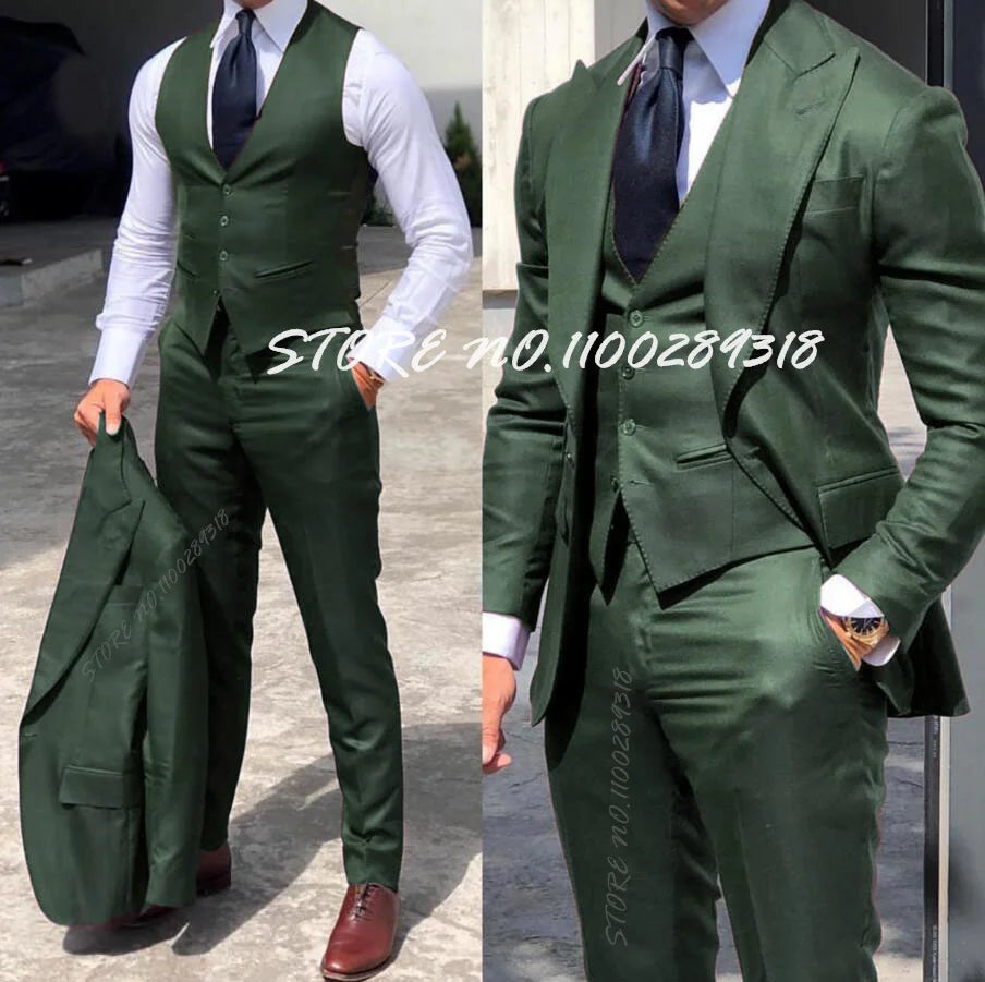 Classy 3 Pieces Tuxedos Slim Fit Costume Homme(Jacket+Vest+Pants)