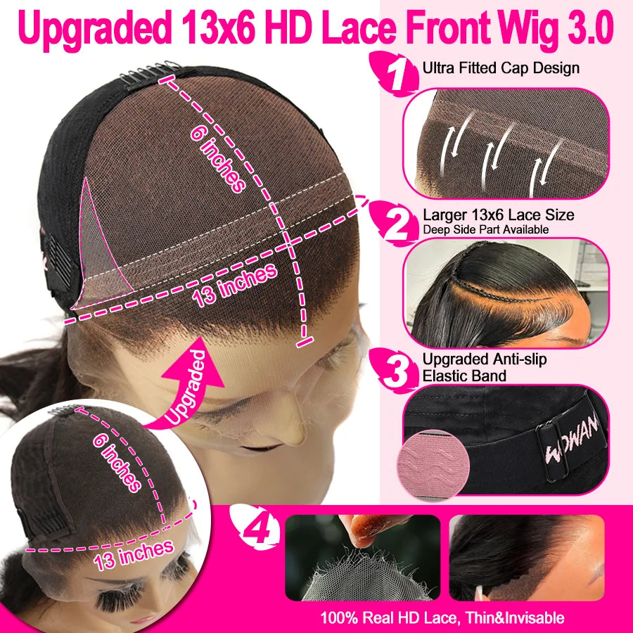Wow Angel 1BJ27# Highlight Body Wave 13X6 HD Lace Front Wigs Pre Plucked Skinlike 13x4 HD Lace frontal human hair wig For Woman