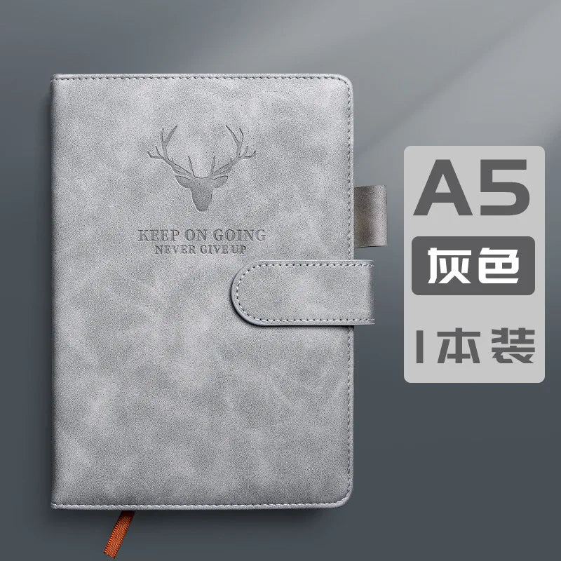 A5 Notebook Student Planning Efficiency Book Business Office Work Conference Notepad 360 Pages 100GSM Font Leather Cover