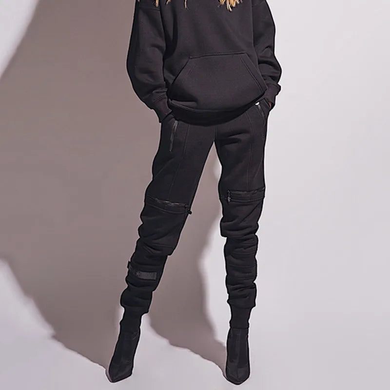 High-Waisted Solid Color Trousers