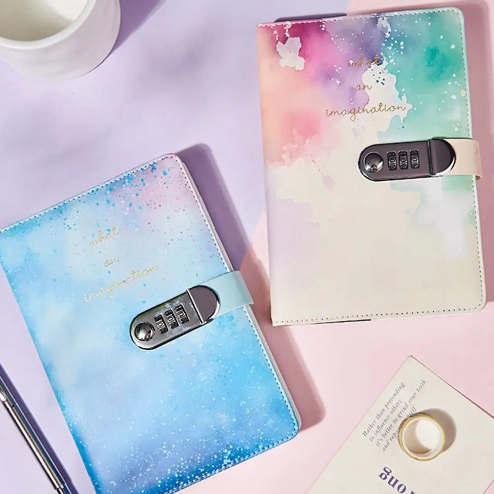 240 Pages A5 Journal Notebook Thickened Protecting Secrets Password Book with Lock PU Leather Waterproof Student Notepad Gifts