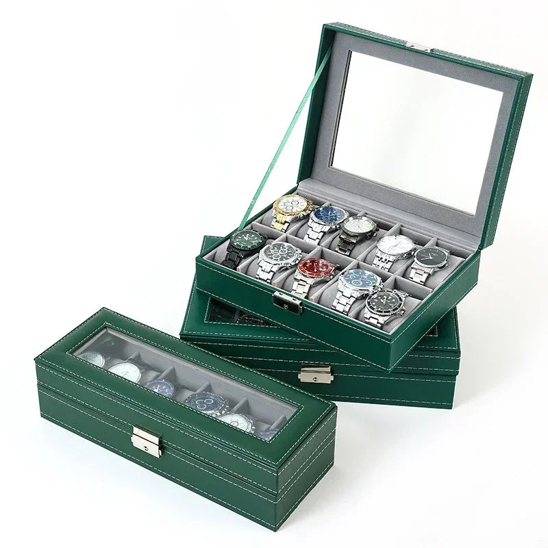 Watch Boxes 2/3/4/5/6/8/10/12 Girds Cases Storage Boxes Watch Organizer Case PU Leather Watch Display Jewelry Box For Best Gifts
