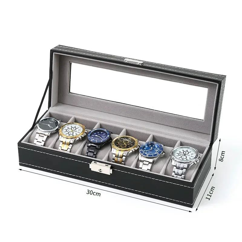 Watch Boxes 2/3/4/5/6/8/10/12 Girds Cases Storage Boxes Watch Organizer Case PU Leather Watch Display Jewelry Box For Best Gifts