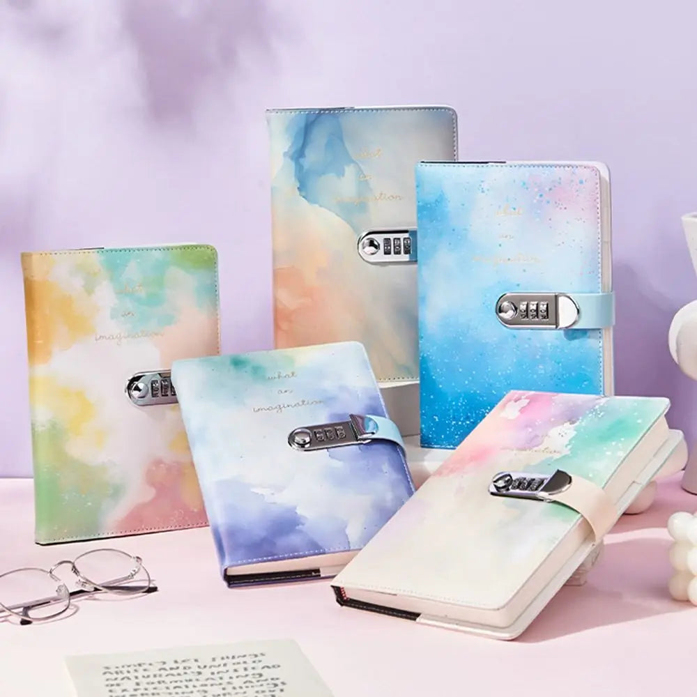 240 Pages A5 Journal Notebook Thickened Protecting Secrets Password Book with Lock PU Leather Waterproof Student Notepad Gifts
