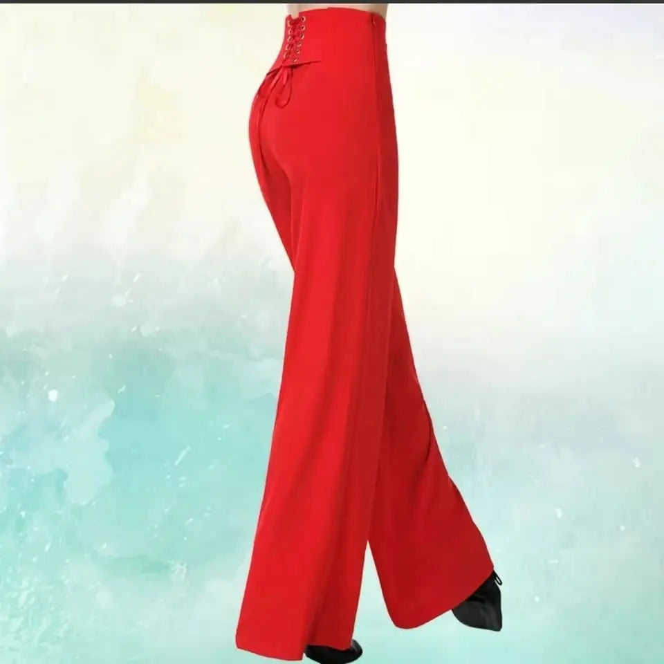 Wide-Leg High Waist Casual Loose Latin Chiffon Trousers